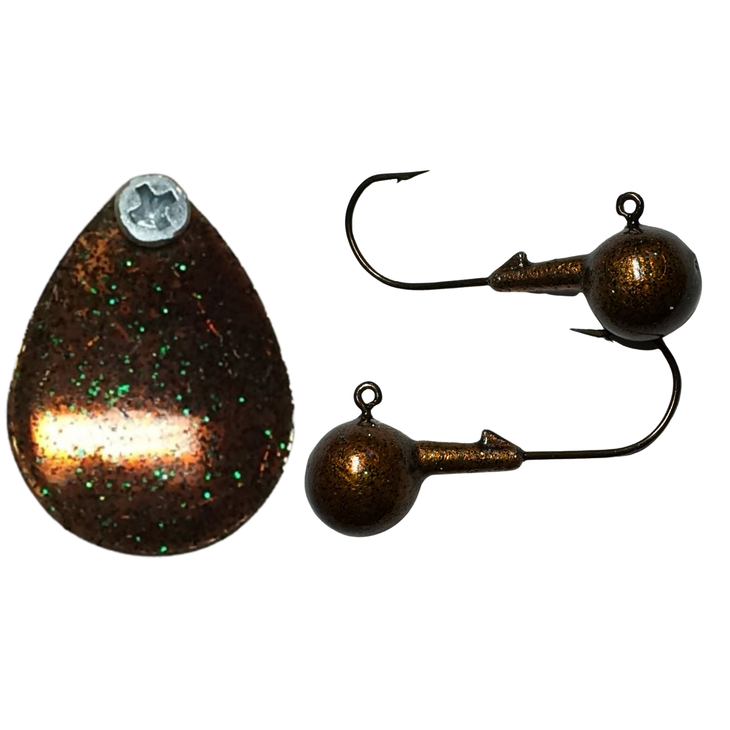 Lead-Free Round Jig Head copper head brown walleye bass glow color 1/2 3/8