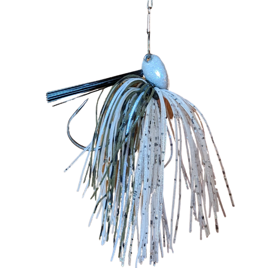 Blue grey gray white and holographic colorful large lead free jig used to catch big bass