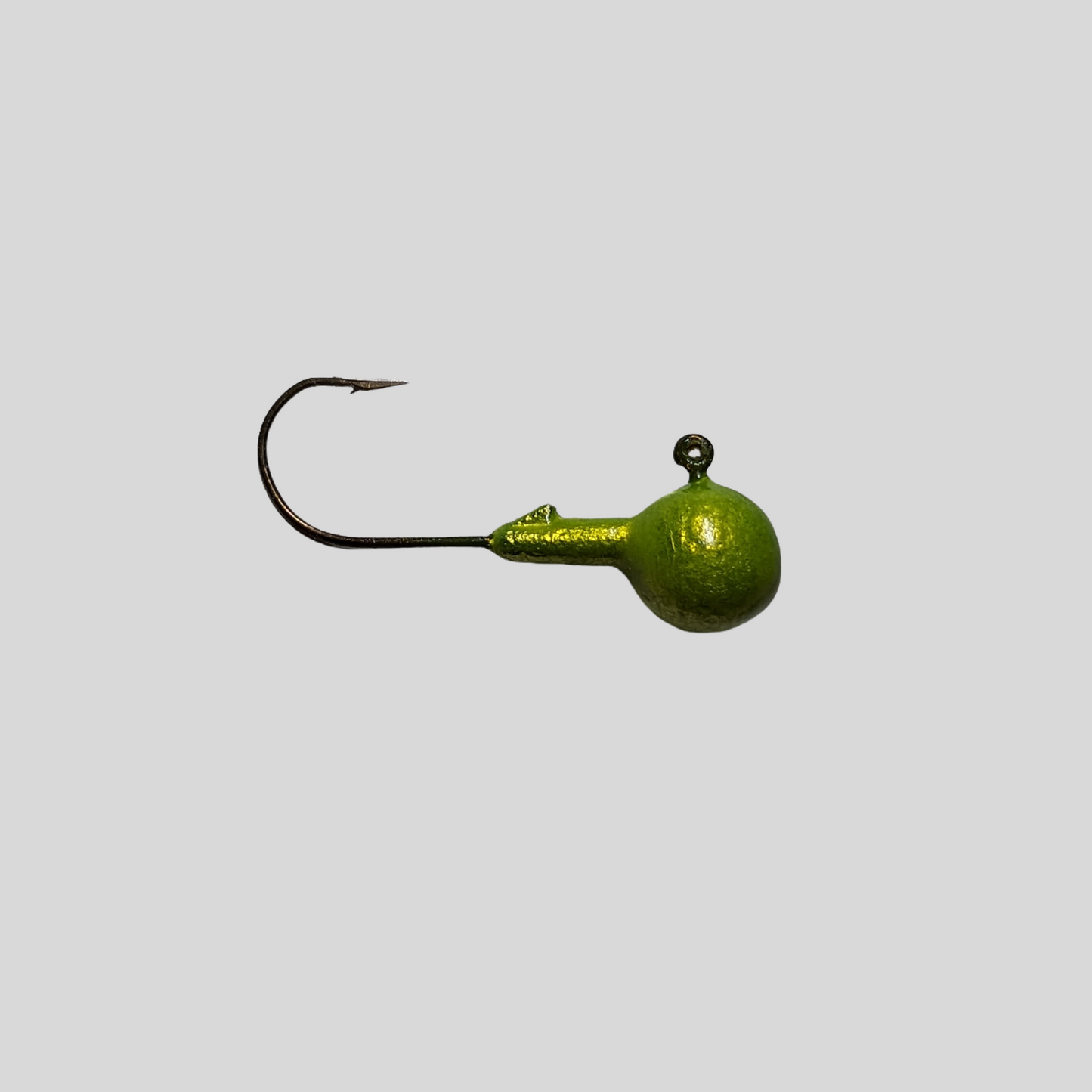 Round ball jig with bait keeper lead free green glow in the dark