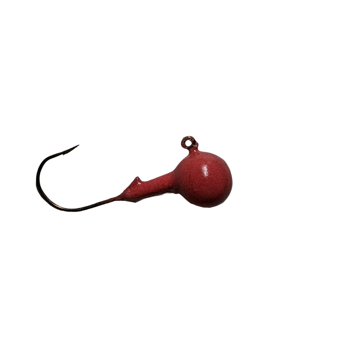 Round ball jig with bait keeper glow in the dark red 